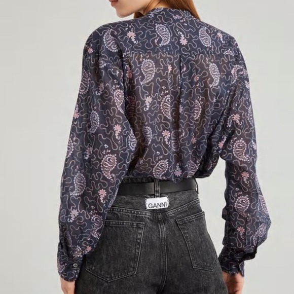 Isabel Marant etoile Mexika Paisley Shirt blue cotton top blouse long sleeve - Picture 4 of 13